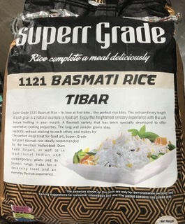 Superr Grade 1121 Basmati Rice Tibar 10kg MRP 850/-