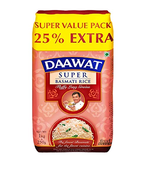 Daawat Super Basmati Rice 25% EXTRA 1kg +250g MRP 185/-