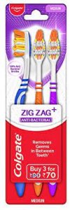 COLGATE ZIG ZAG ANTI-BACTERIAL TOOTHBRUSH BUY 3  (SET OF 6)  MRP 70/-