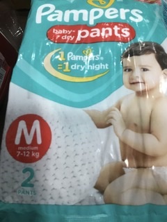 Pampers baby dry pants M SIZE 7-12 KG 2 PANTS MRP 24/-(8PCS)