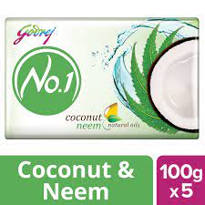 GODREJ NO 1 Neem coconut natural oils   4+1 Free 5 U x 100g= 500g  MRP 130/-