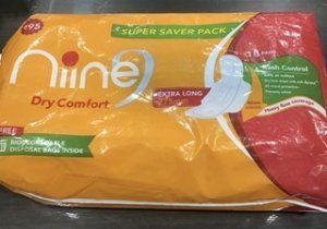 Niine dry comfort extra long  18 pads MRP 95/-