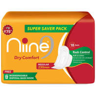 Niine dry comfort regular  super saver pack    Sanitary Napkins  18PADS 230MM MRP 75/-