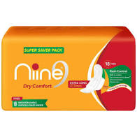 Niine dry comfort  extra long   Sanitary Napkins  18PADS 275MM MRP 100/-