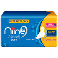 Niine naturally soft extra long   Sanitary Napkins  18PADS 275MM MRP 100/-