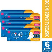 Niine Naturally soft Sanitary Napkins REGULAR 6PADS 230MM MRP 28/-